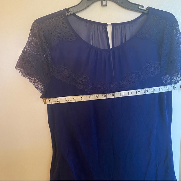 Express - Womens Size: Large | Royal Blue Chiffon and Lace Neck Detail (NWT) - Picture 9 of 11